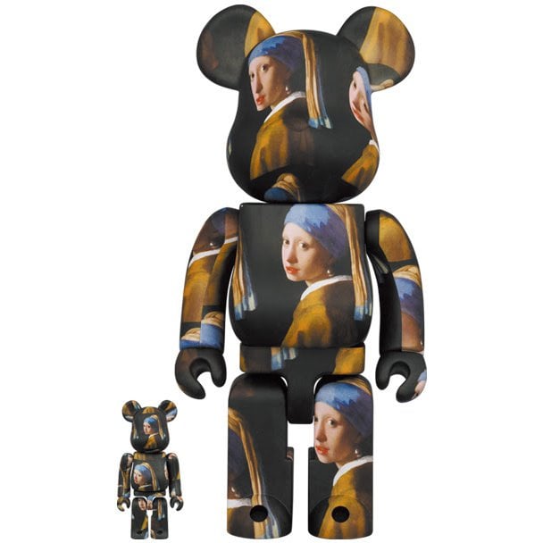 400% & 100% Bearbrick set - Girl with a Pearl Earring by Johannes Vermeer