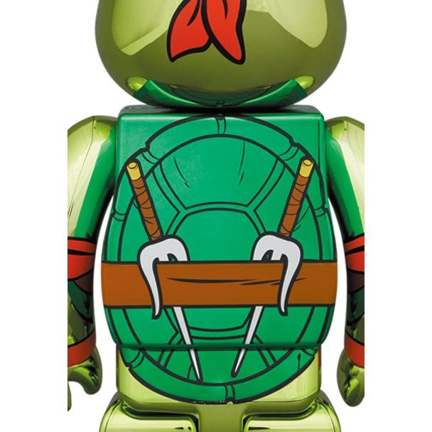 400% & 100% Bearbrick Set - Raphael Chrome  (Teenage Mutant Ninja Turtles)